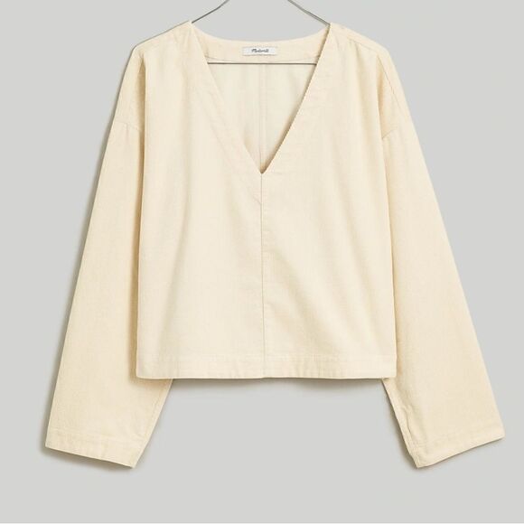 Madewell Waffle-Knit Relaxed V-Neck Top - Picture 1 of 7